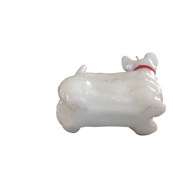 VTG White Scottie Candle With Single Wick Unused Dog Collector Display 7”LX6”H - Picture 4 of 5
